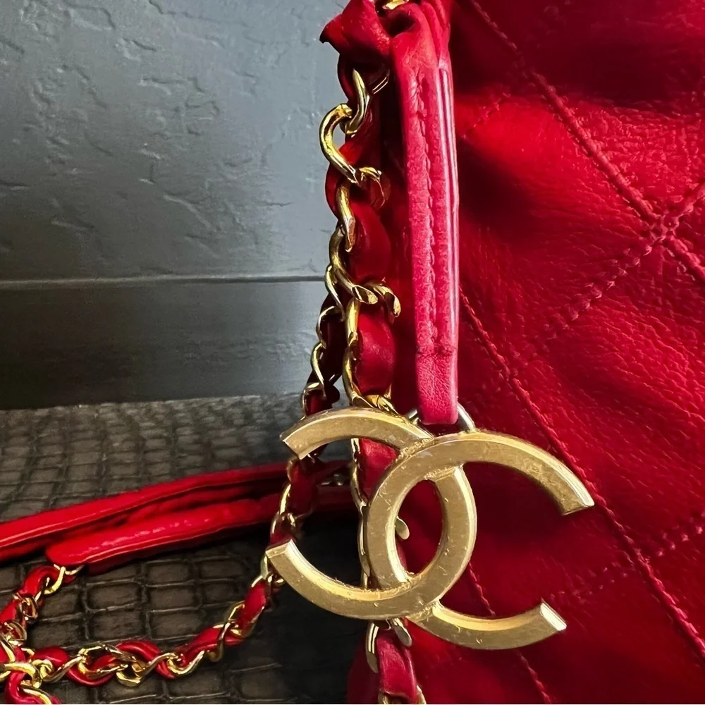 Chanel bicolore vintage lambskin chain shoulder bag. RARE - Picture 4 of 17